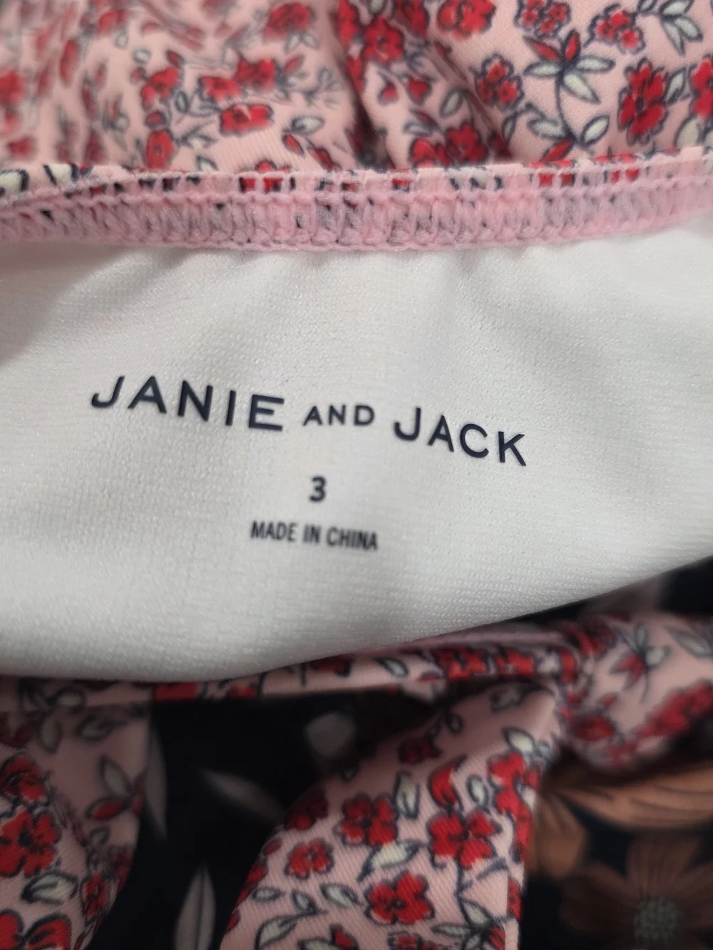 Janie and Jack Pink Floral One-Piece Swimsuit with White Flower Size 3